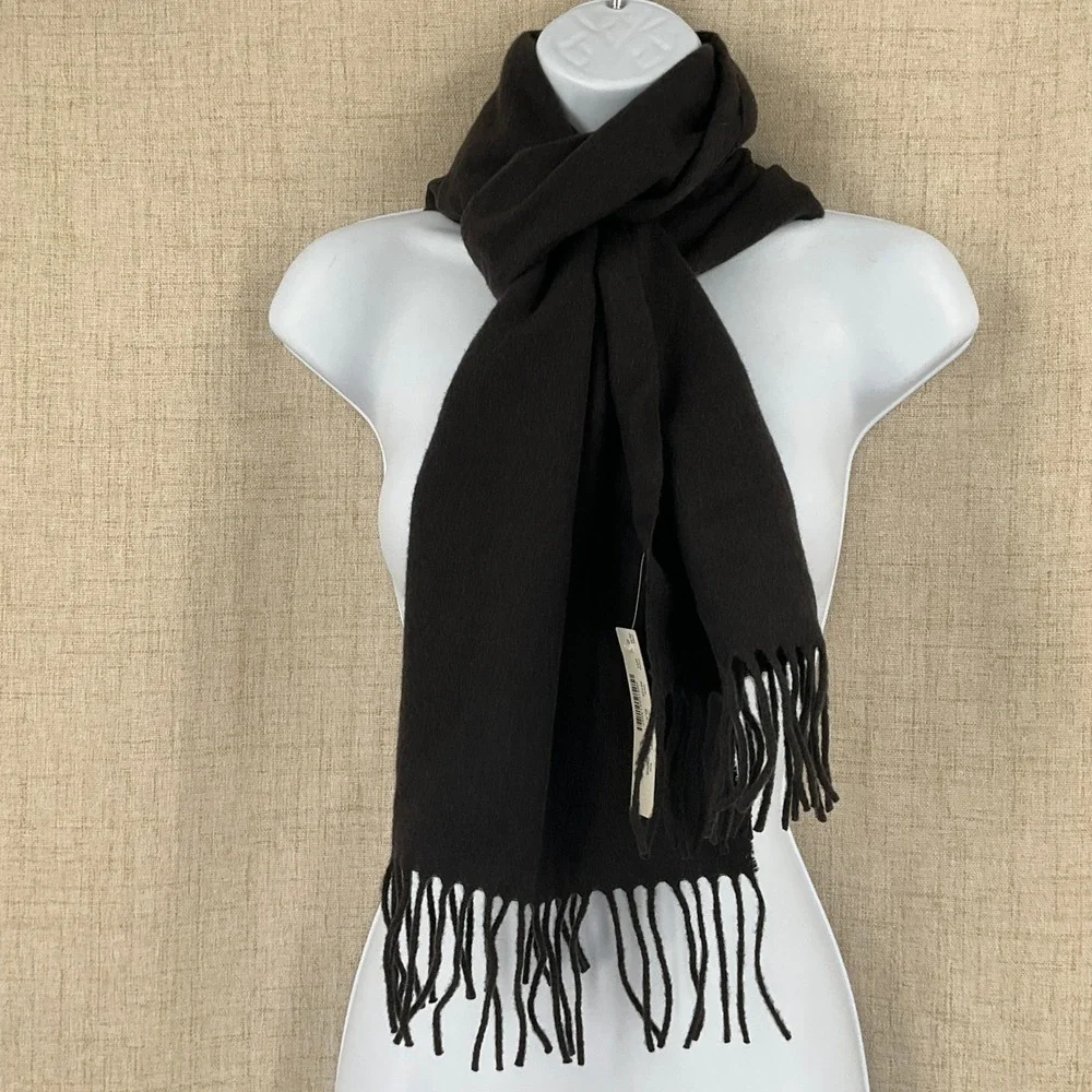 J.Crew 100% Cashmere Scarf‎ Black Fringe Trim New With Tags Wrap NEW